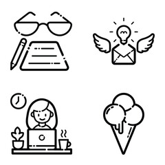 Essential Flat Icon Set Isolated On White Background