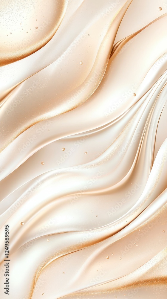 Poster soft, flowing abstract texture in warm cream tones, creating a serene and elegant background with ge
