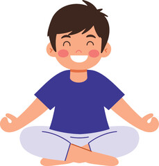 A smiling cartoon boy character, a happy student with a book illustration