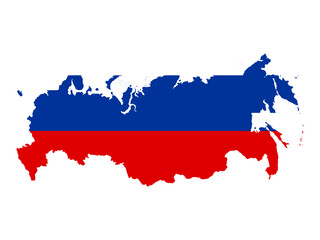Russia map with flag