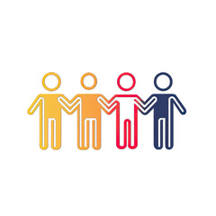 Business icon representing teamwork and collaboration, simple line style, white background, with abstract human figures and a shared goal symbol.