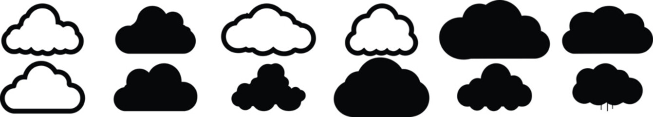 Cloud silhouette set vector design big pack of sky illustration and icon