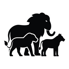 An animal safari icon with wild animals like lions and elephants.