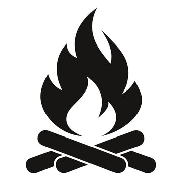 recommend clip art: A campfire icon with flames and logs black silhouette vector.