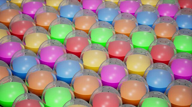 A lot of capsule toys in a row