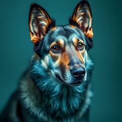 Fototapeta premium Beautiful close-up of a dog with striking fur against a blurred background. Generative AI
