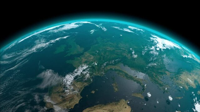 Earth from Space 4K &ndash; Europe Flyover, Satellite View, Planet Earth, Orbiting Earth, Global View, Outer Space, NASA Imagery, High Resolution, Ultra HD, Earth Horizon, Space Footage, Astronomy, Science,