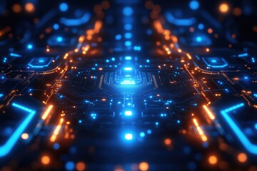 Fototapeta premium Circuit Board Glows: Digital Network's Bright Future