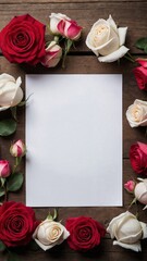 Valentines Day - White sheet with romantic roses