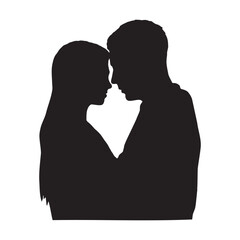 Romantic Couple Silhouette Facing Each Other in Love.