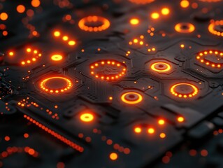 Glowing Circuit Board: Abstract Tech Design