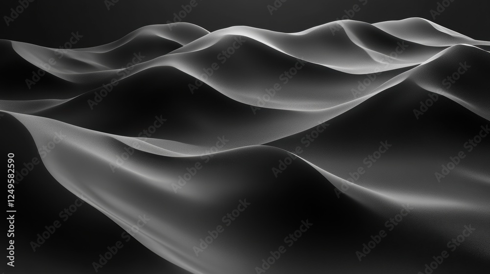Poster Dark, undulating fabric waves; abstract background for design