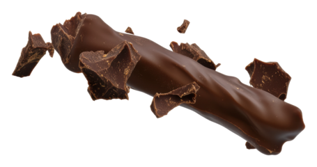 Delicious chocolate bar with broken pieces around