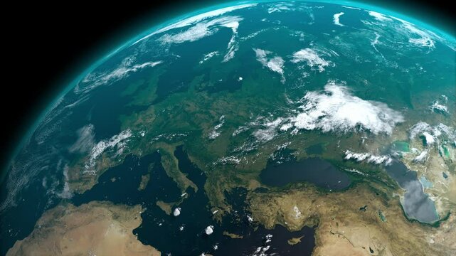 Earth from Space 4K &ndash; Europe Flyover, Satellite View, Planet Earth, Orbiting Earth, Global View, Outer Space, NASA Imagery, High Resolution, Ultra HD, Earth Horizon, Space Footage, Astronomy, Science,