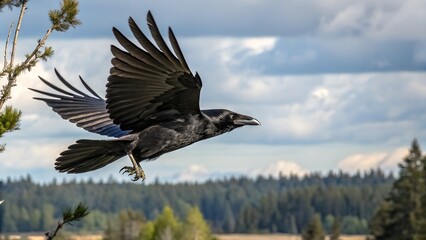 Obraz premium Flying Raven 