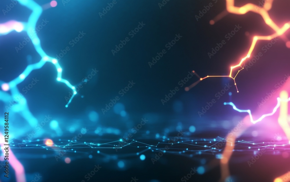 Wall mural abstract energy streams clashing on digital network background, perfect for tech presentations