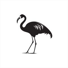 Naklejka premium Black Flamingo Silhouette in Vector Art Style on White Background