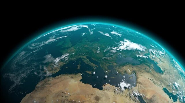 Earth from Space 4K &ndash; Europe Flyover, Satellite View, Planet Earth, Orbiting Earth, Global View, Outer Space, NASA Imagery, High Resolution, Ultra HD, Earth Horizon, Space Footage, Astronomy, Science,