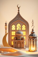Obraz premium Islamic Mosque Lantern Ramadan Decor Festive Scene