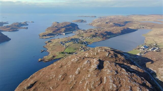 Aerial view over Kinlochbervie, Sutherland, Highlands, Scotland, UK