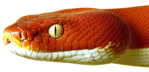 Stunning close-up of a vivid orange snake head