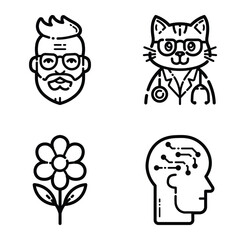 Essential Flat Icon Set Isolated On White Background