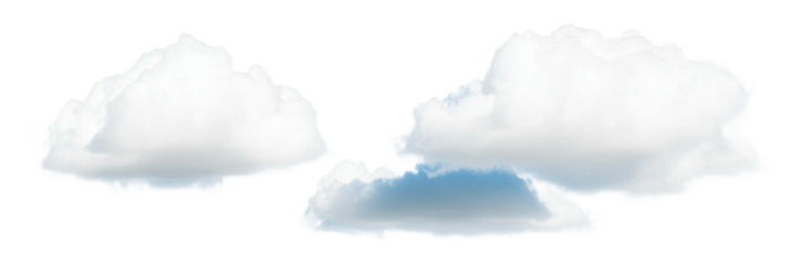 Fluffy clouds on a clear backdrop