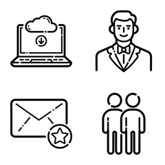 Essential Flat Icon Set Isolated On White Background