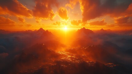 Obraz premium Golden mountain sunrise scenic view Image