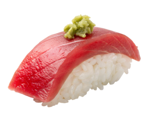 Fresh Tuna Nigiri with Wasabi isolated on white background