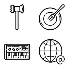 Essential Flat Icon Set Isolated On White Background