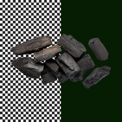 natural charcoal, Realistic Charcoal Pieces for Cooking and Art Materials on transparent background, png, psd
