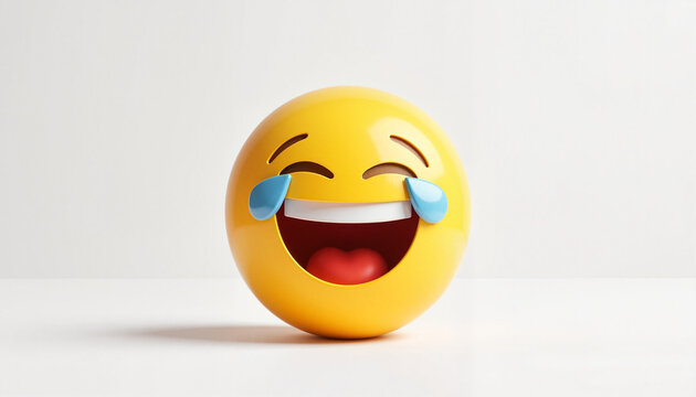 Cheerful laughing emoji expressing joy, minimalist design