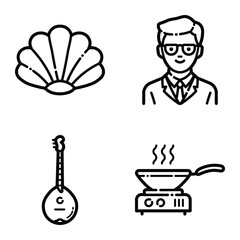 Essential Flat Icon Set Isolated On White Background