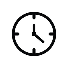 Clock icon isolated on white background. Silhouette time, clock, watch, deadline icon, symbol. 