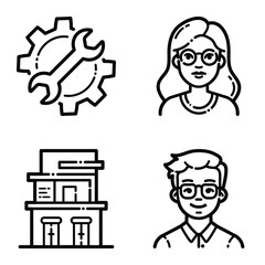 Essential Flat Icon Set Isolated On White Background