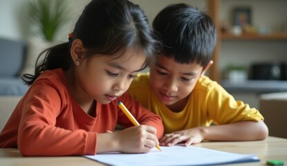 indian mom encouraging her son while homeschooling