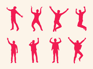 happy man silhouette vector red color