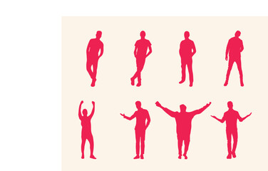 happy man silhouette vector red color