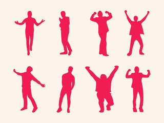 happy man silhouette vector red color