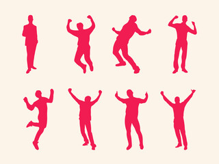 happy man silhouette vector red color