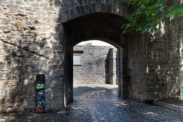 Historical Portal de Francia entrance in Pamplona, Spain