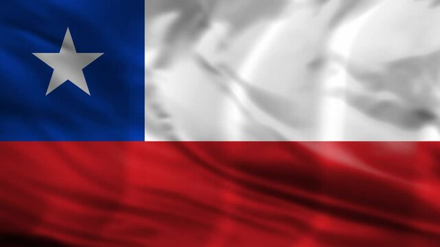 Chile national flag footage. Chilean waving country flag on wind in 4K.