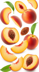 Fresh Peach Paradise: Slices, Halves, and Whole Fruits - A Delicious & Nutritious Delight!