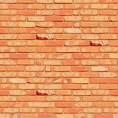 Fototapeta premium Rich Red Clay Brick Wall with Geometric Floral Embellishments