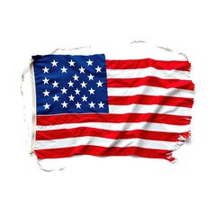 Obraz premium Ripped Fabric of Remembrance: American Flag for Memorial Day