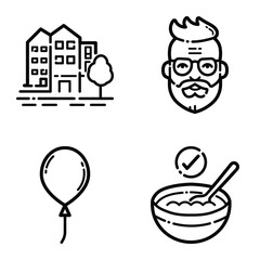 Essential Flat Icon Set Isolated On White Background