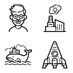 Essential Flat Icon Set Isolated On White Background