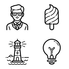 Essential Flat Icon Set Isolated On White Background