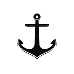 Vector illustration of ship anchor silhouette on white background